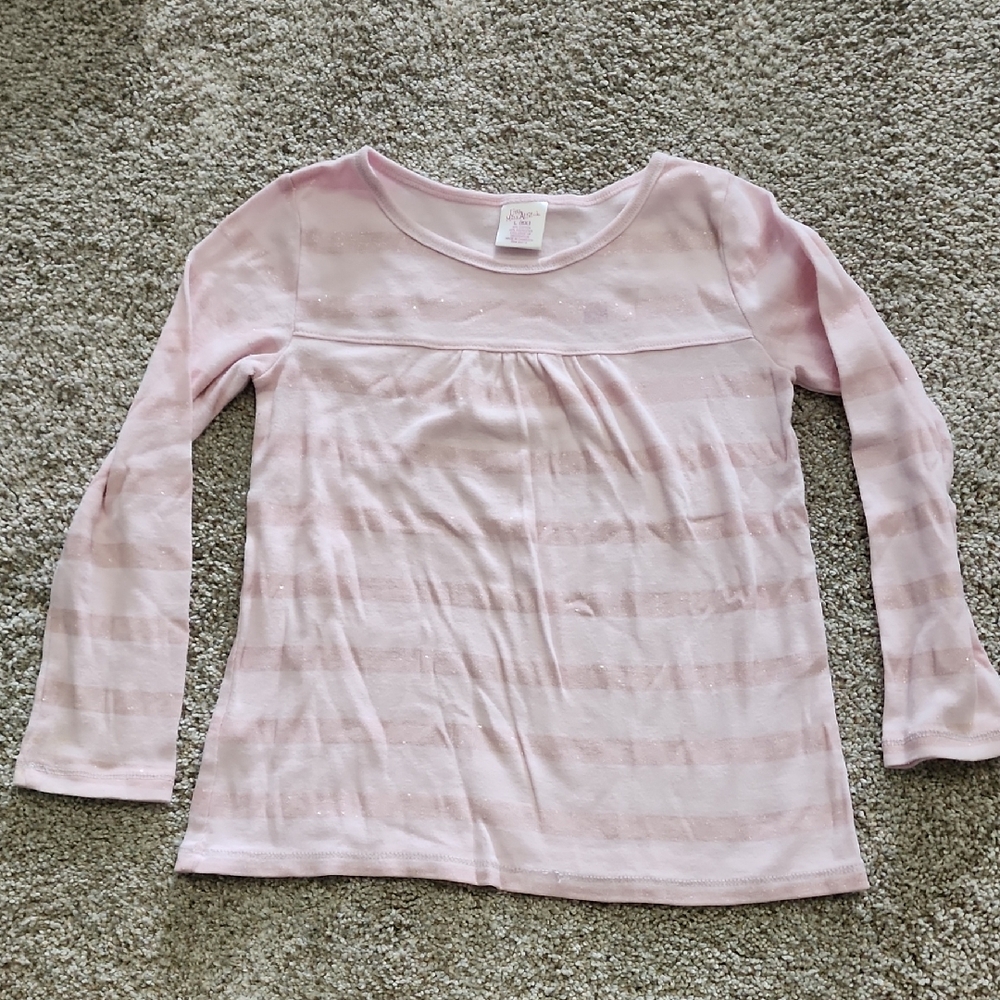 Little Miss Light Pink Striped Long Sleeve Tee